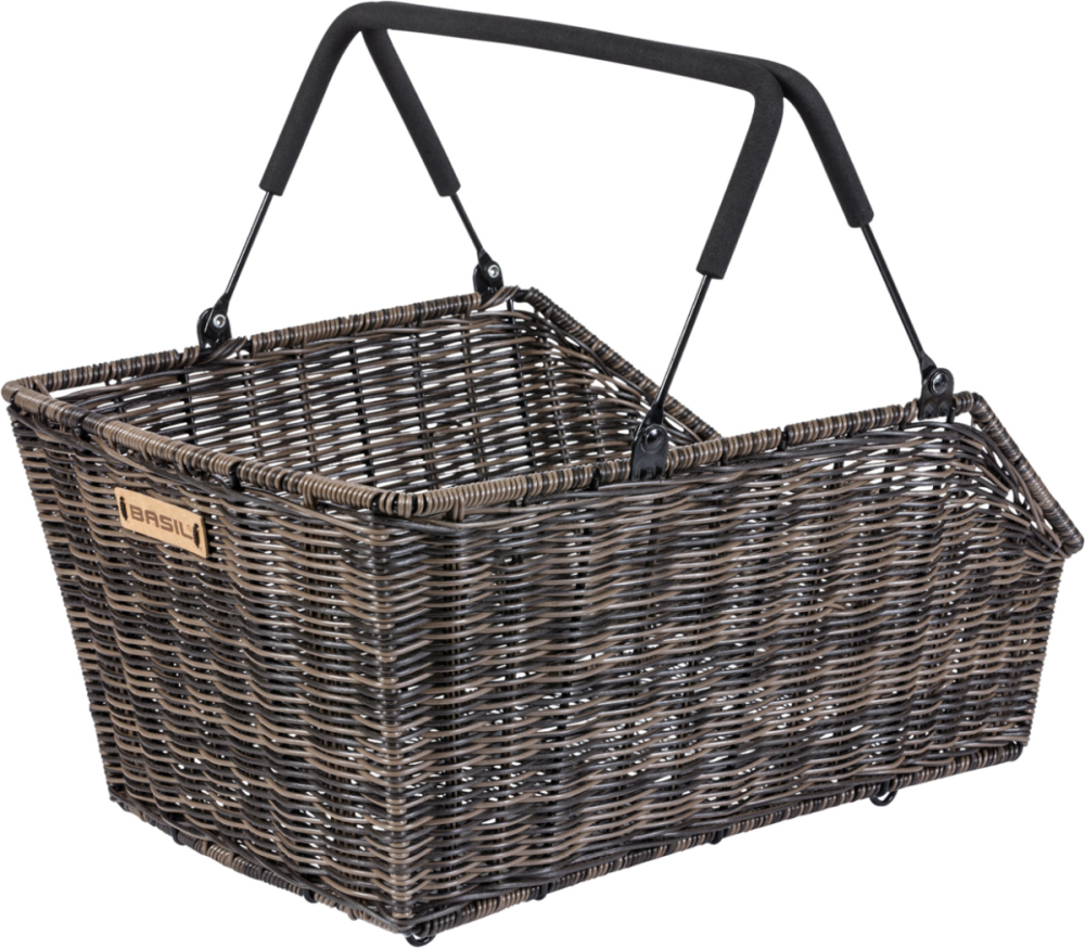 Basil Cento Rattan MIK Fahrradkorb hinten grau